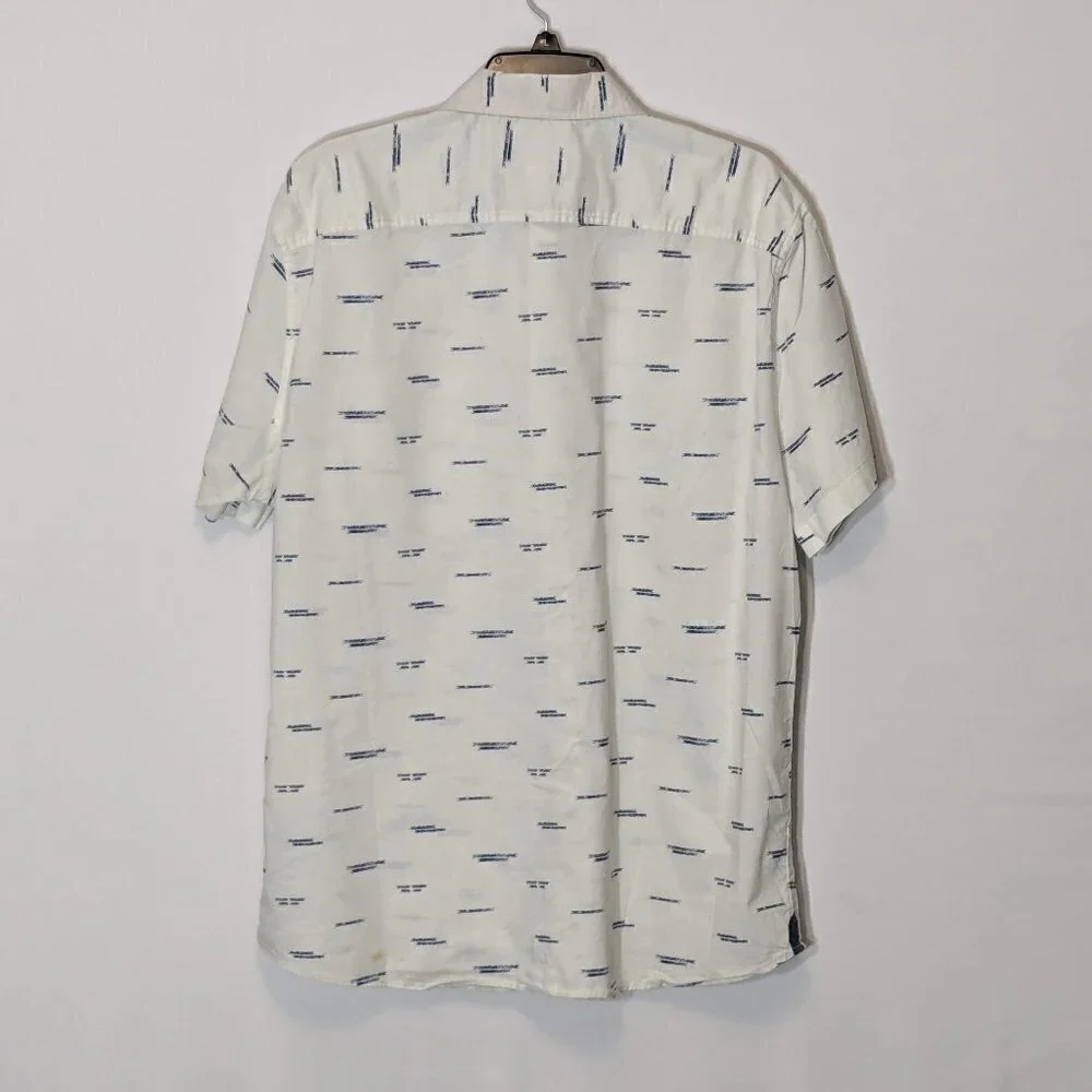 Men's Vtg ROEBUCK & CO., Short Sleeve, White/Blue, Cotton Button Shirt; Size 2XL